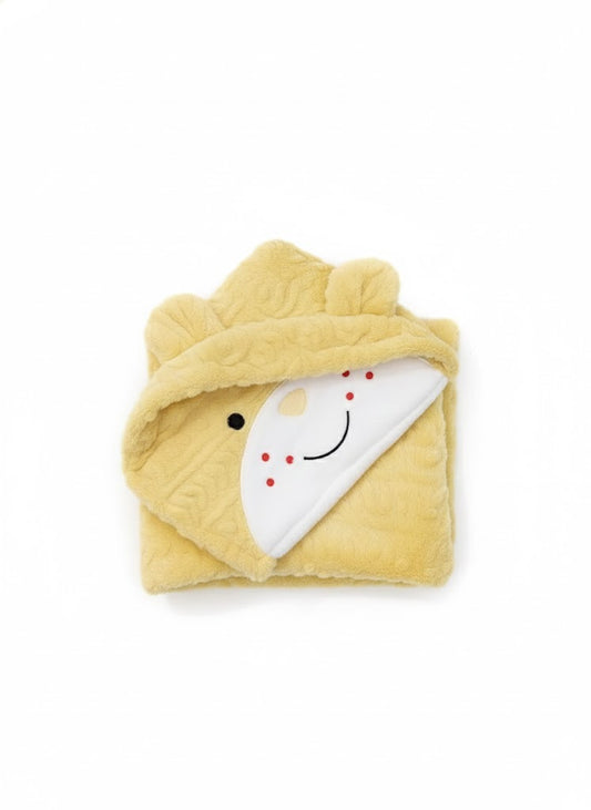 غطاء استحمام فاخر بغطاء رأس بتصميم الدب "كوزي" - لون أصفر خردلي دافئ
