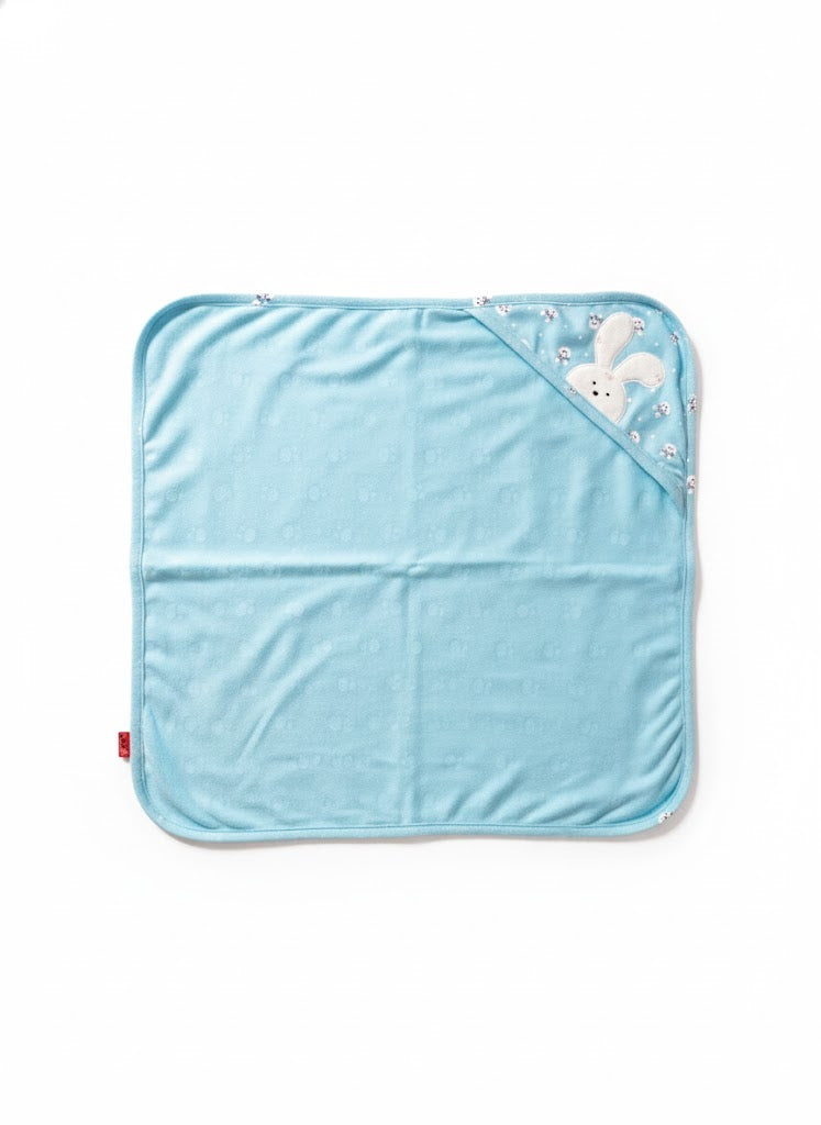 Adorable Baby Hooded Blanket - Soft Blue with Bunny Ears