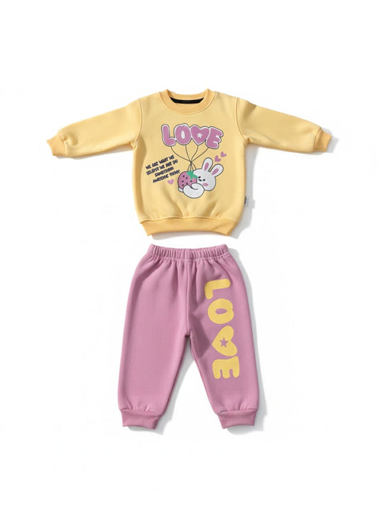 Bunny Print Sweatshirt & Jogger Set for Baby/Toddler