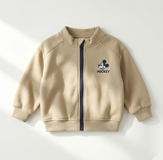 جاكيت أطفال "ميكي" بيج غامق - أناقة عصرية وملمس ناعم