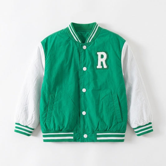 جاكيت رياضي للأطفال بتصميم "فاسيتي" كلاسيكي – لون أخضر وأبيض أنيق ومريح