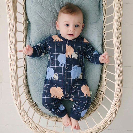 سالوبيت أطفال قطني مريح باللون الأزرق الداكن مع نقشة الفيلة