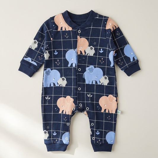 سالوبيت أطفال قطني مريح باللون الأزرق الداكن مع نقشة الفيلة