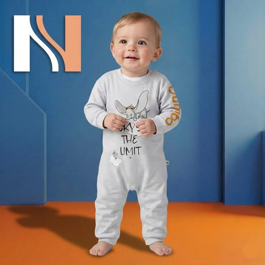 رومبر أطفال قطني فاخر بتصميم "دامبو" - Sky's The Limit (لون رصاصي)