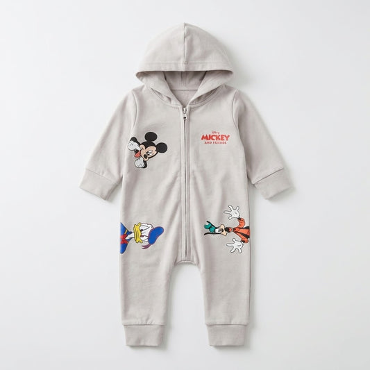 رومبر أطفال قطني بغطاء للرأس وسحاب أمامي - تصميم ميكي ماوس