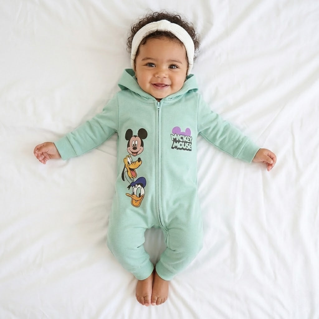 سالوبيت قطني بغطاء رأس من ديزني – لون أخضر فاتح مع رسومات ميكي ماوس