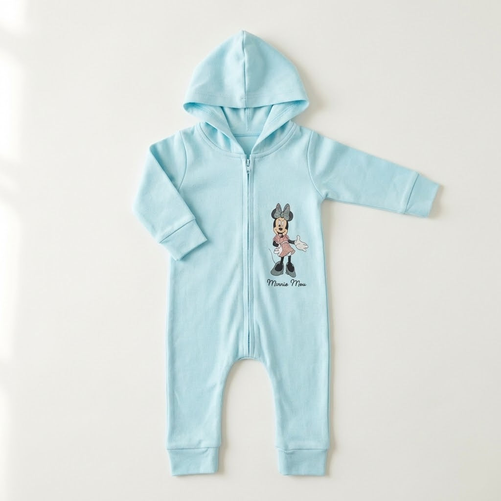 سالوبيت أطفال سماوي مريح بتصميم "ميني ماوس" وغطاء للرأس