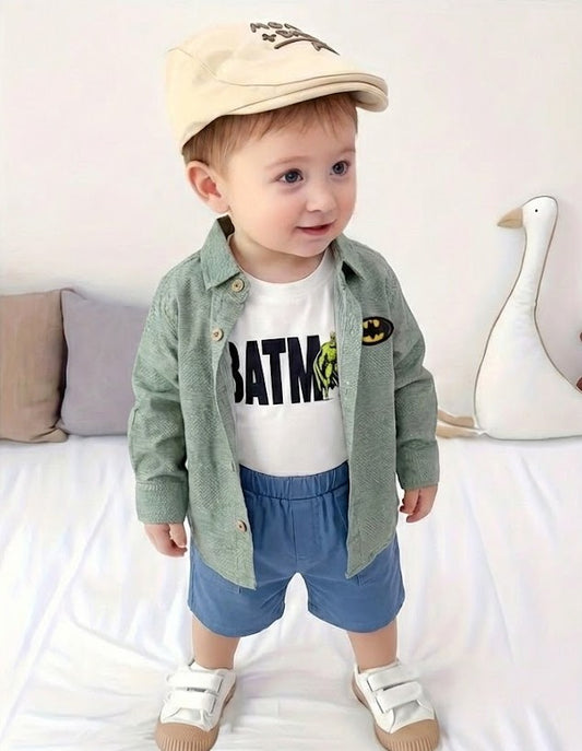 بتصميم "باتمان" - قميص منسوج وتيشيرت قطن