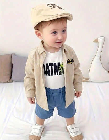 بتصميم "باتمان" - قميص منسوج وتيشيرت قطن