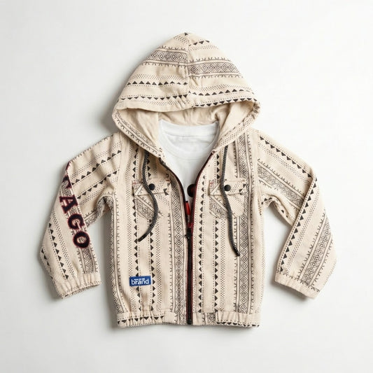 طقم شتوي للأولاد - جاكيت بغطاء رأس (هودي) وتصميم أنيق.