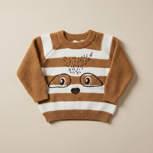 كنزة تريكو شتوية للأطفال بتصميم مُخطط وشخصية مرحة – دفء وأناقة لصغيرك