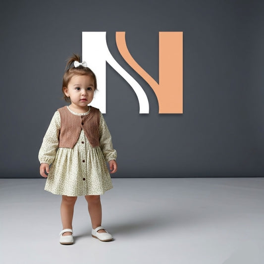 فستان بناتي  مشجر مع سديري تريكو كلاسيكي - إطلالة عصرية ومميزة