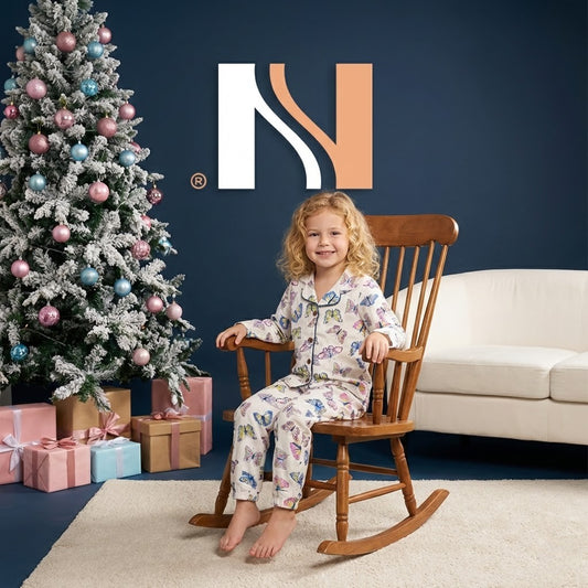 طقم بيجامة أطفال من قطعتين بنقشة الفراشات الملونة – قطن ناعم ومريح