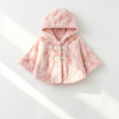 معطف بوتشو شتوي فاخر من الفرو الوردي الناعم - دافئ وأنيق مع غطاء للرأس