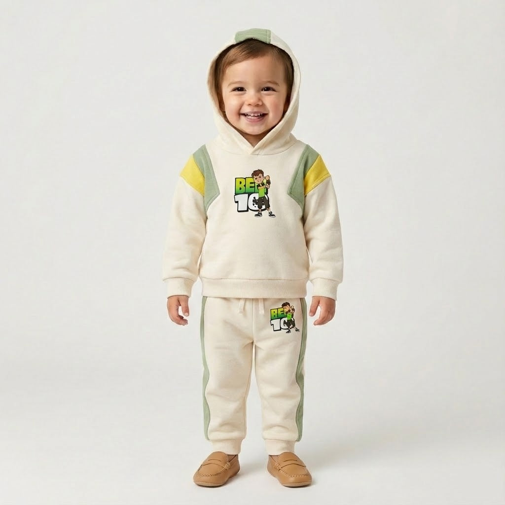 طقم أولادي شتوي رياضي فاخر بتصميم شخصية "بن تن" (Ben 10) – هودي وبنطلون