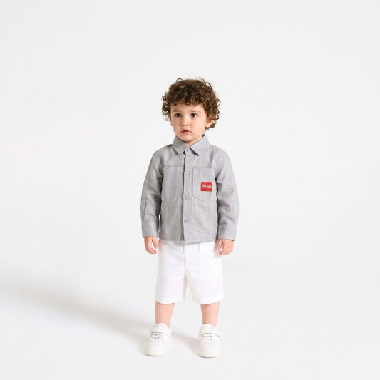 قميص اطفال ولادي عصري رصاصي