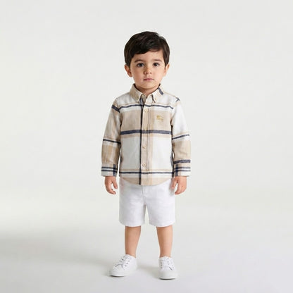 قميص اطفال ولادي عصري بربري ابيض