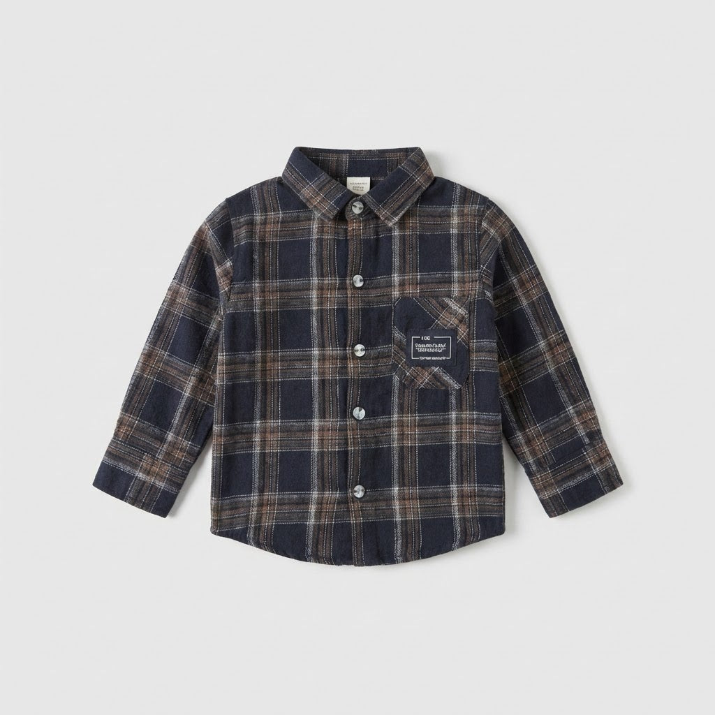 قميص اطفال عصري كاروهات اسود