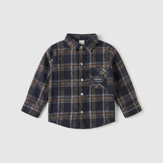 قميص اطفال عصري كاروهات اسود