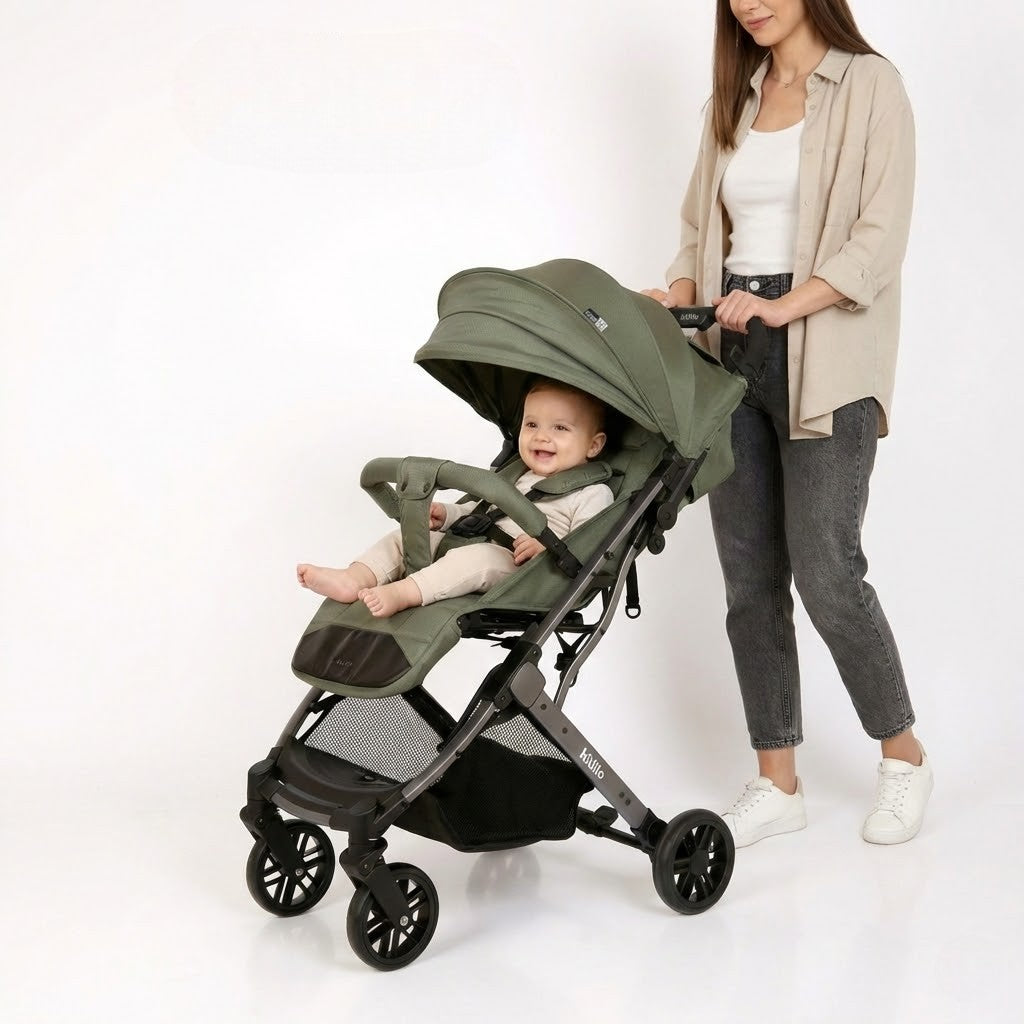 عربة أطفال كيديلو K8Pro باللون الأخضر - راحة فائقة وتصميم عصري لكل نزهة