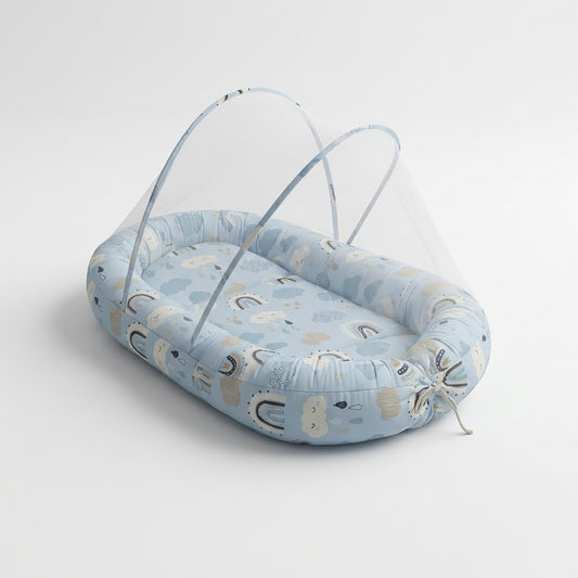 سرير بيبي نيست متنقل بيبي بلو - مع ناموسيه للحمايه