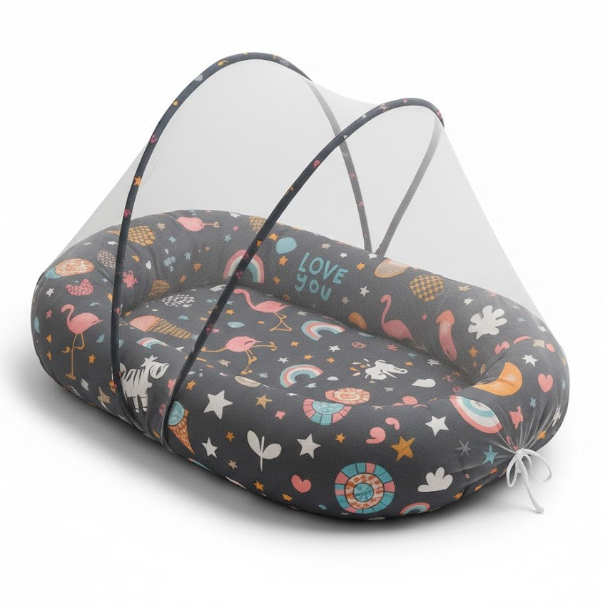 عش الطفل الفاخر مع شبكة ناموسية للحماية التامة لصغيرك