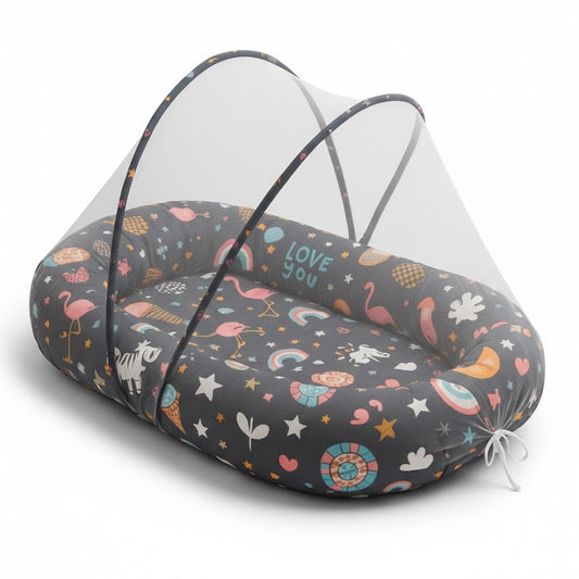 عش الطفل الفاخر مع شبكة ناموسية للحماية التامة لصغيرك