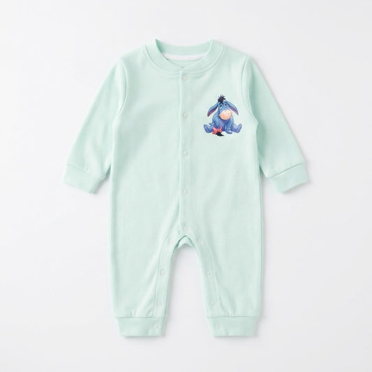 سالوبيت أطفال قطني ناعم بأكمام طويلة وطبعة "حضان ازرق" - أخضر فاتح