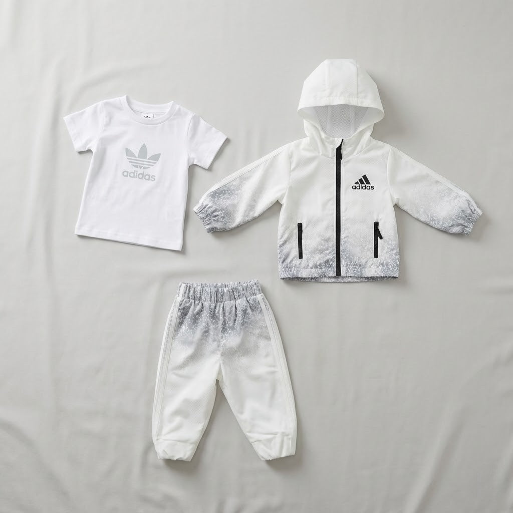 طقم رياضي "أديداس" للأطفال بلمسة عصرية - لون مينت وأبيض