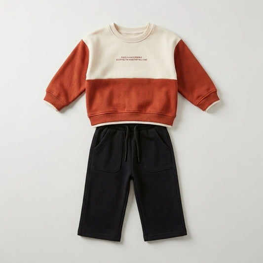 طقم 2قطعه بنطلون اسود و شيرت احمر