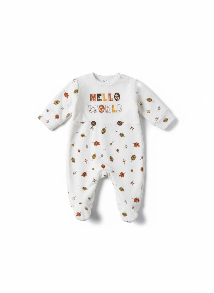 Cozy "Hello World" Footed Romper