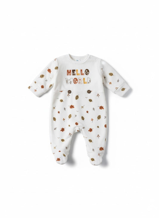 Cozy "Hello World" Footed Romper