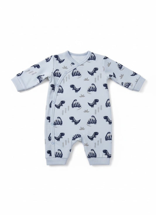 Baby Blue Dinosaur Print Romper