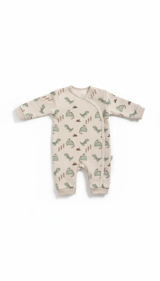 Biege Dinosaur Print Romper