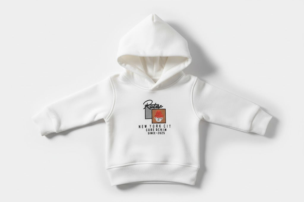 Stylish "New York City Core Denim" Baby Hoodie - Soft Cotton Fleece