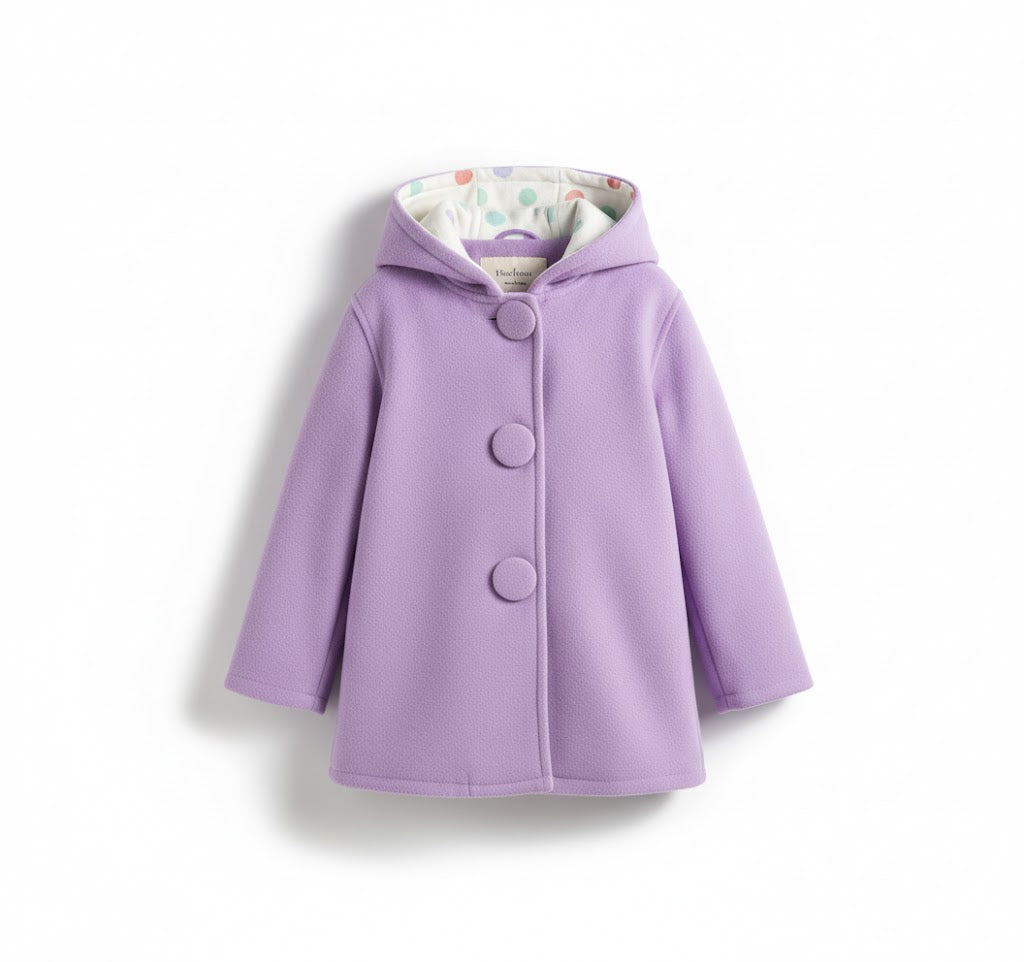 Plush Purple Button-Front Hooded Jacket