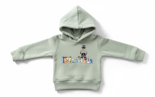 Mint Green "Boston" Rainbow Text Baby Hoodie - Cozy Fleece for Little Ones