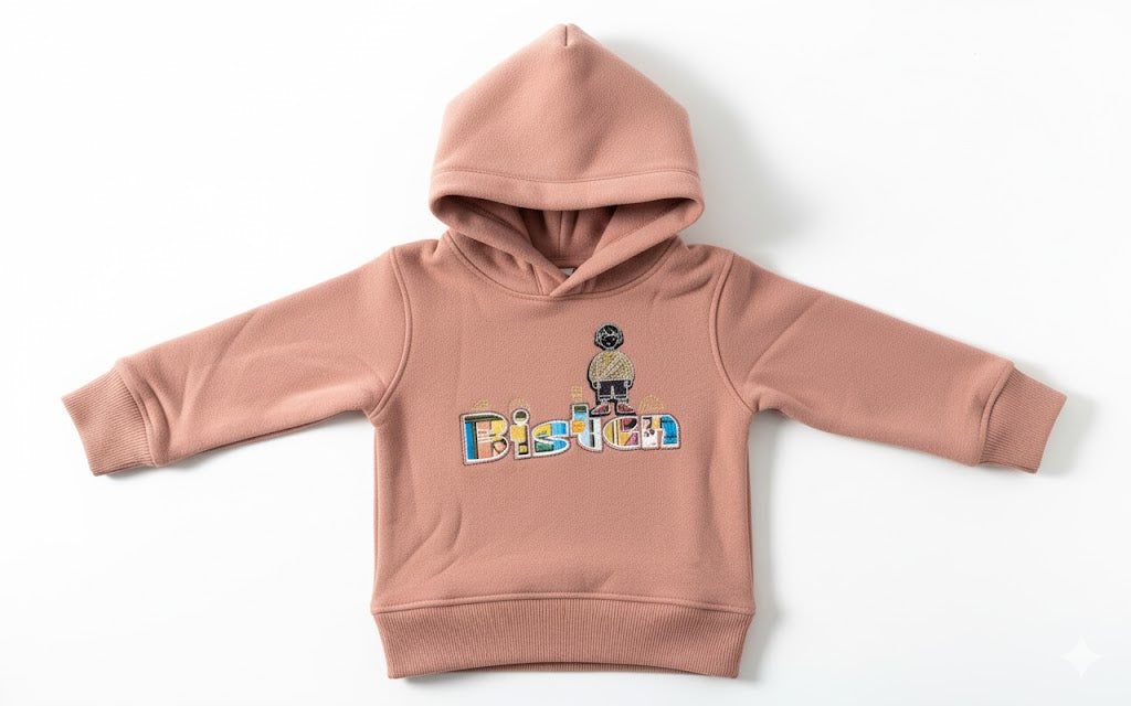 Rose Pink "Boston" Rainbow Text Baby Hoodie - Soft Fleece for Cozy Style