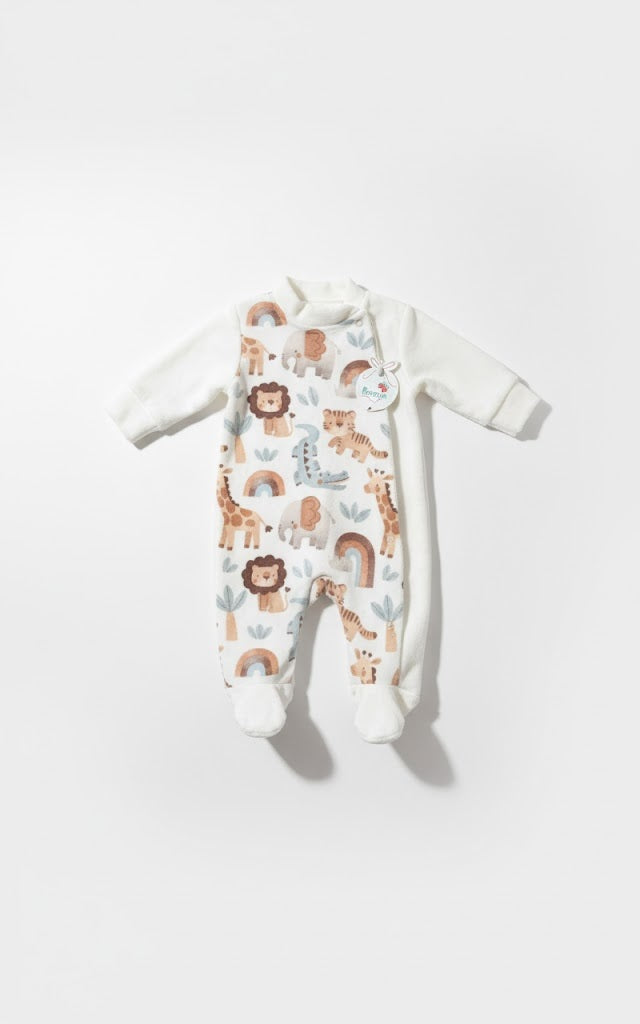Soft Safari Friends Baby Sleepsuit