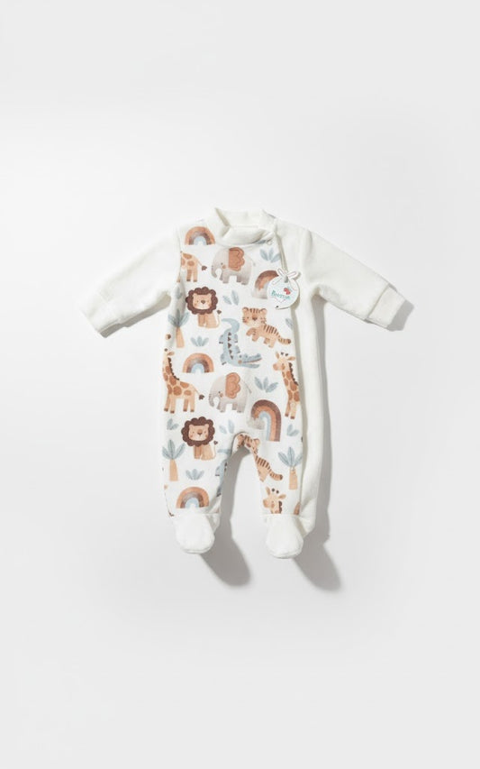 Soft Safari Friends Baby Sleepsuit