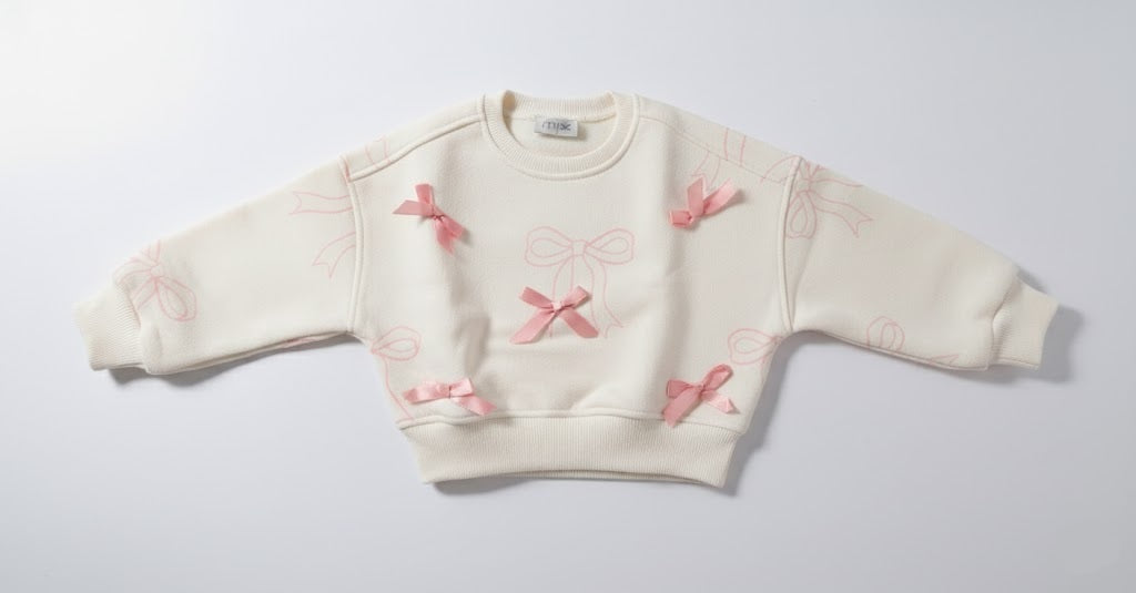 Adorable Pink Bows Baby Girl Sweatshirt - Soft & Cozy Cotton