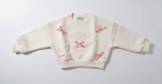 Adorable Pink Bows Baby Girl Sweatshirt - Soft & Cozy Cotton