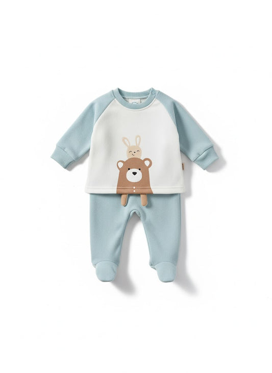 Baby Bear & Bunny Pajama | Baby Blue Outfit