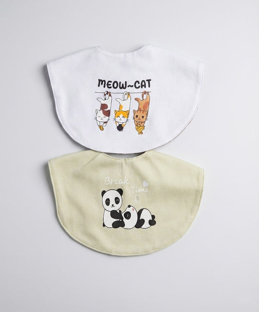 طقم بافته 2قطعه مدوره ابيض حيوانات