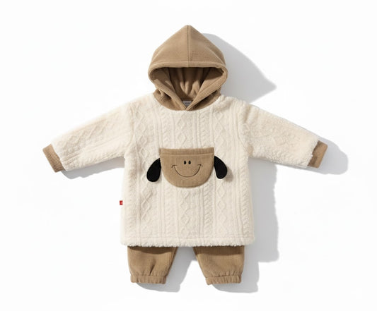 Adorable Plush Sheep Hooded Baby Outfit - Soft & Cozy Newborn Jumpsuit