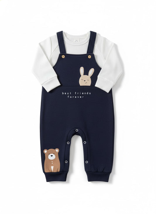 Blue Baby Jumpsuit Set – Happy Bear Print
