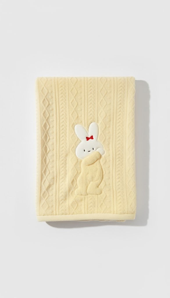 Plush Baby Blanket with Embroidered Animal Design
