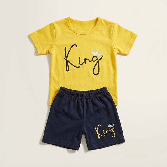 بيجامه نص كم كينج شورت اصفر