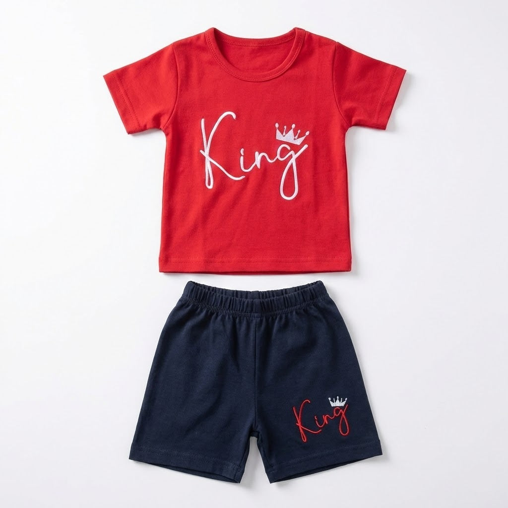 بيجامه نص كم كينج شورت احمر