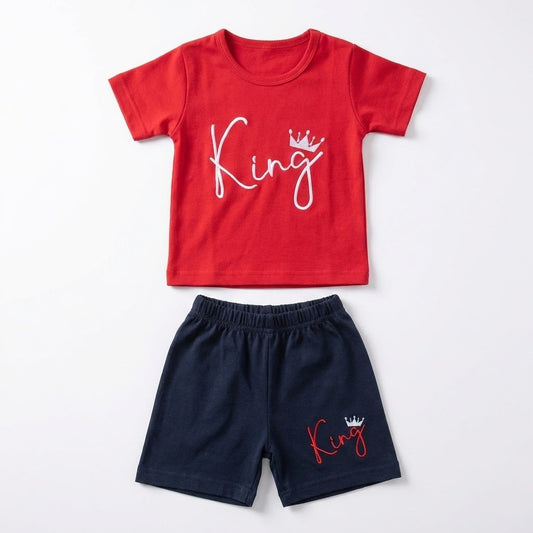 بيجامه نص كم كينج شورت احمر